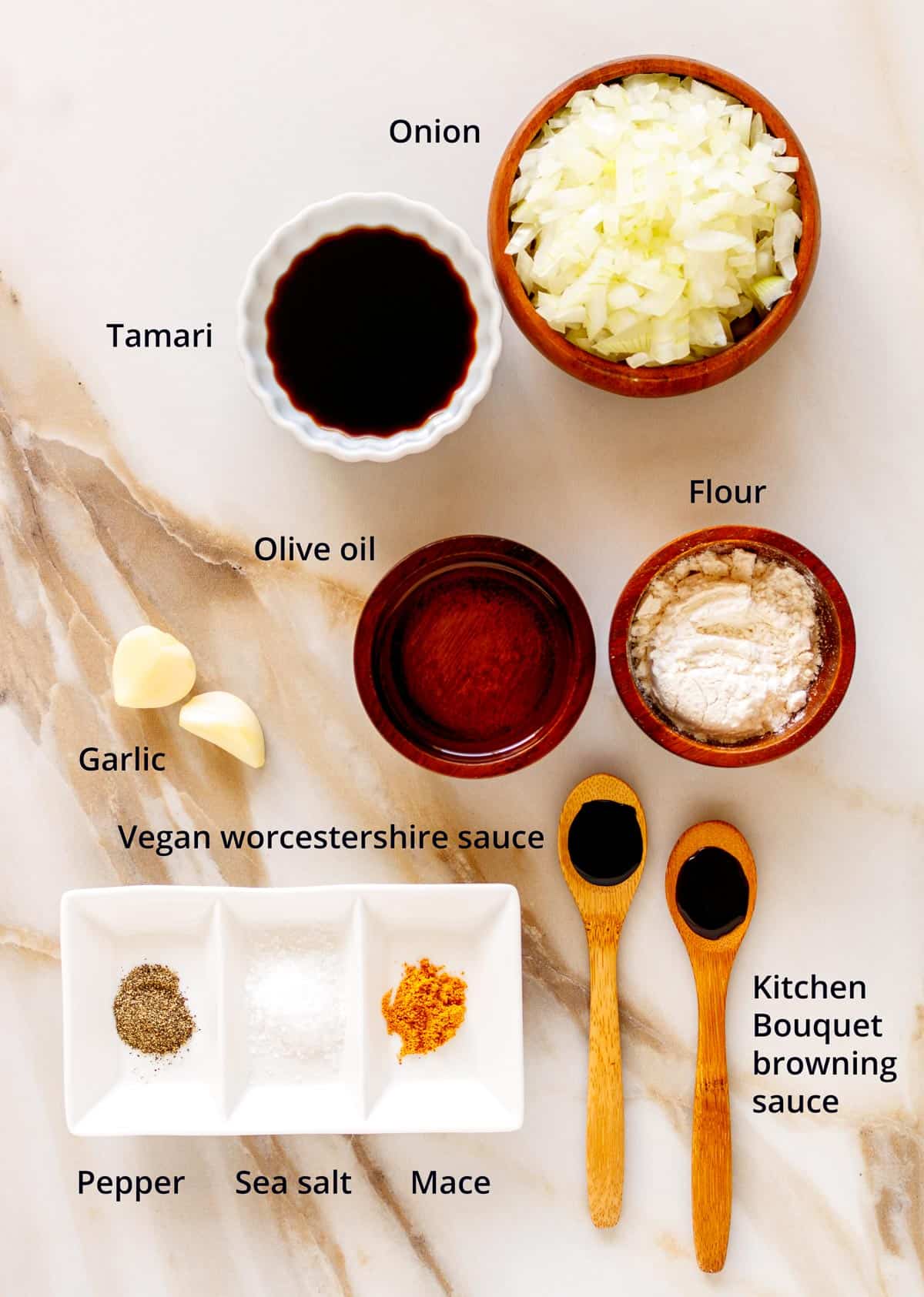Plant-based seasonings make a rich gravy for brown stew without meat.