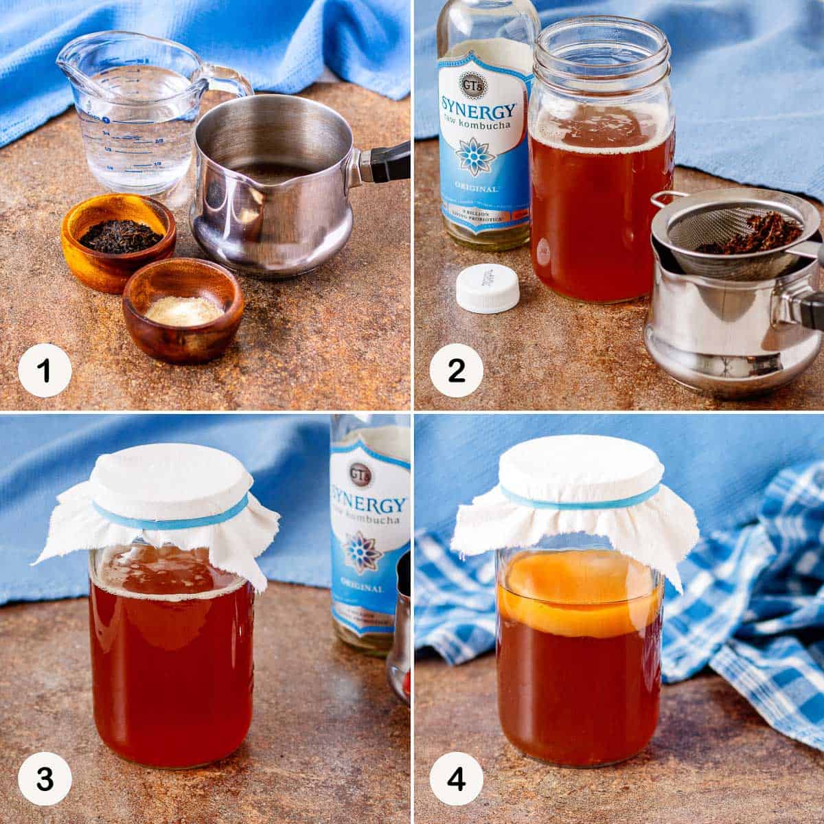 Make sweetened tea, add kombucha and let ferment to grow a scoby.