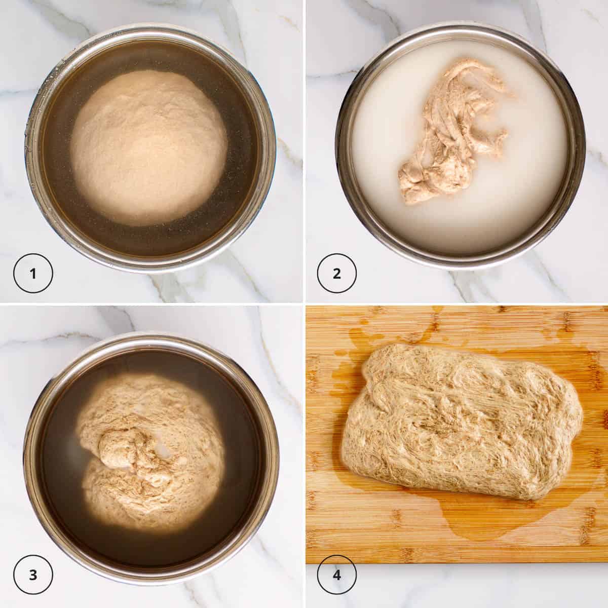 Wash ball of bread dough under water to remove starch.