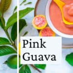 Pink puree from wild pink guava fruit.