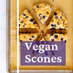 Pinterest image with text overlay for vegan scones.