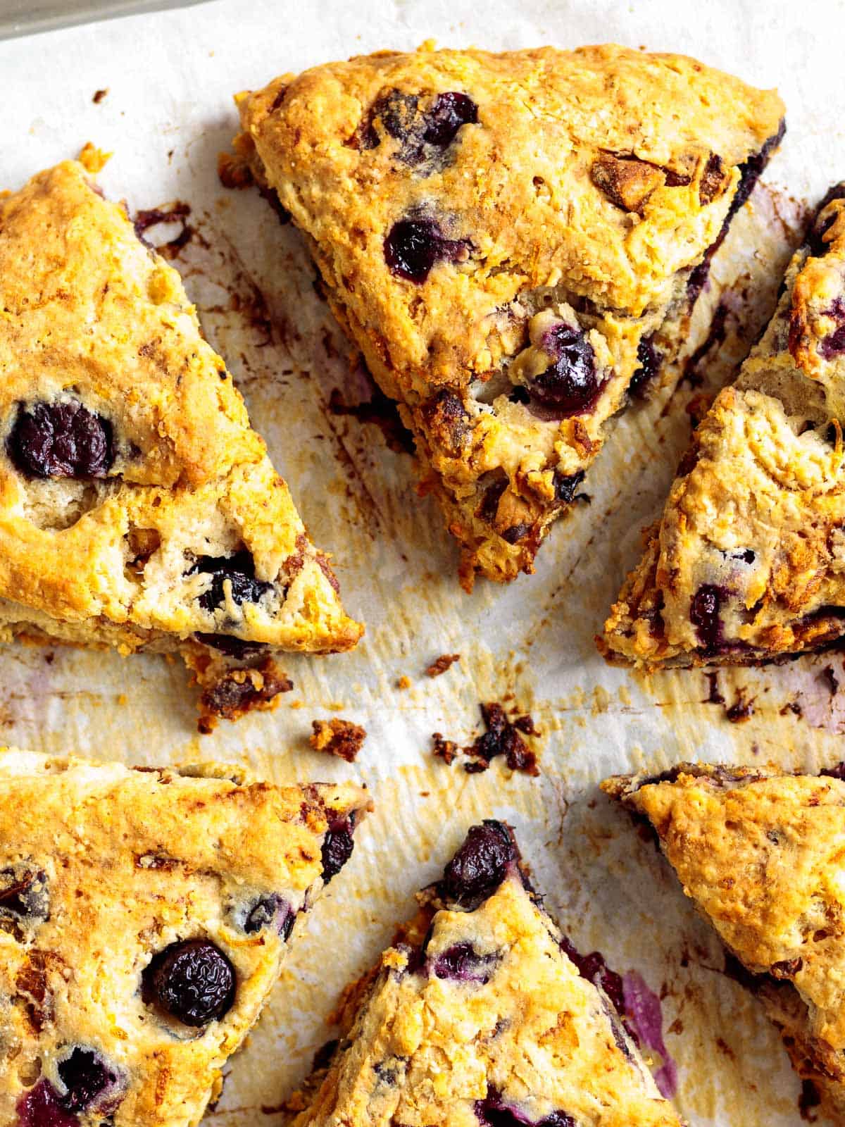 Golden brown blueberry scones are healthy.