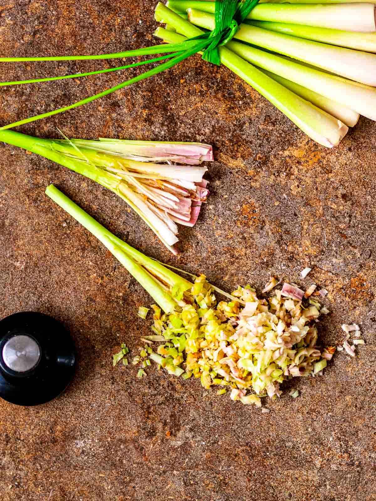 Smash the bulb end of lemongrass for more flavor.