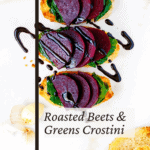 Vegan beet bruschetta with balsamic glaze.