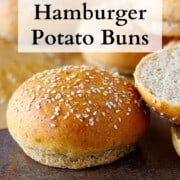 Wholewheat hamburger potato buns with a light crumb.