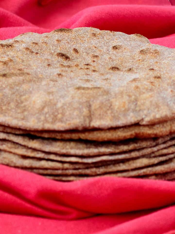 Soft whole wheat chapati are foldable and moist.