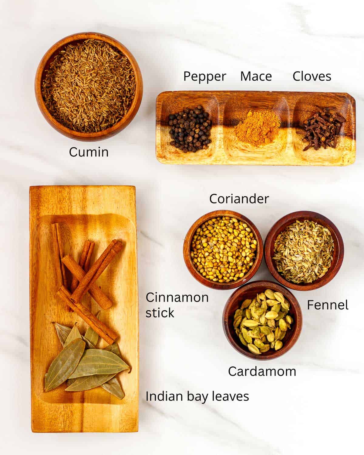 Whole spices for Indian spice powder.