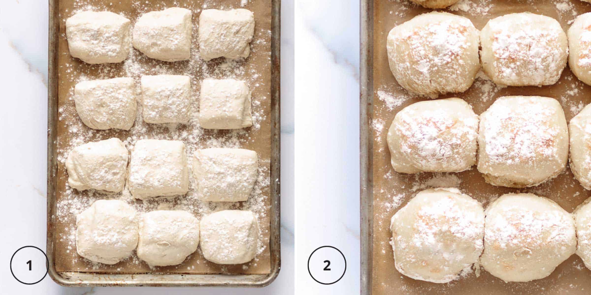 Rise bread until puffy and bake lightly.