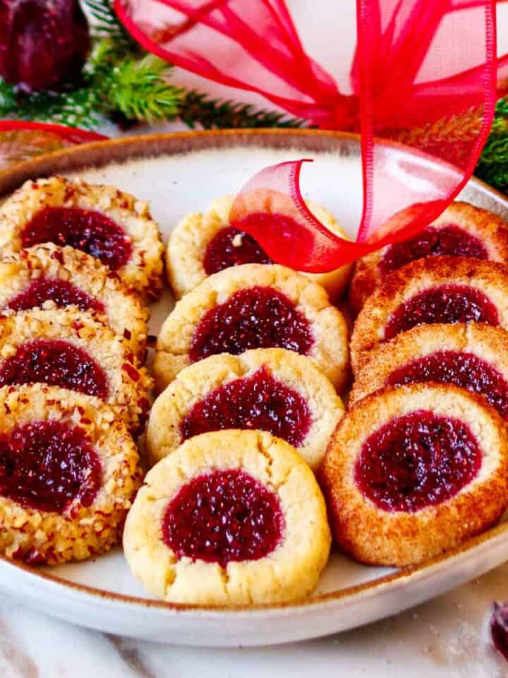 Vegan thumbprint cookies are chewy, buttery and filled with jam.